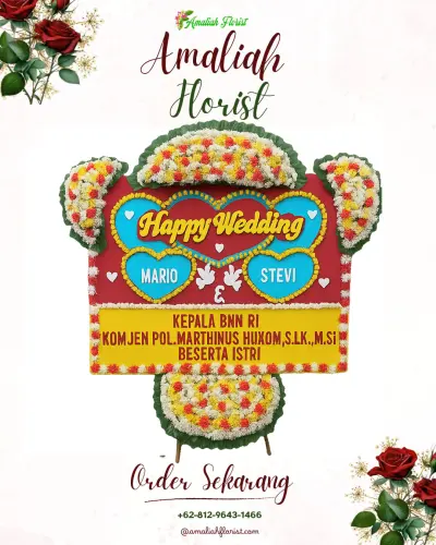 Karangan Papan Bunga Pernikahan kebun bunga